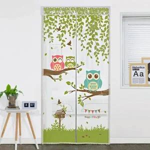 [다샵] 현관형 방문형 EVA 일체형자석 방풍 바람막이 커튼 행복부엉이 반투명 120x210cm+찍찍이테이프 6EA+오픈고정자석(색상랜덤) 2SET