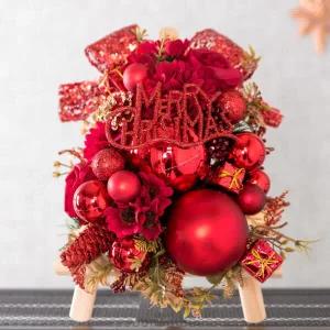 /플라워트리 크리스마스 이젤 미니트리 엔틱레드로즈 28cm 장식