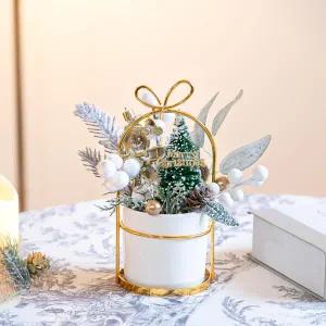 /플라워트리 크리스마스 미니트리 화분 화이트 열매 set 18cm 장식