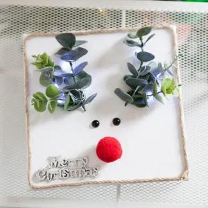 /플라워트리 크리스마스 액자 벽 장식 LED 루돌프캔버스 20cm 소품