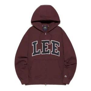 매장정품 리 LEE 데님 아플리케 로고 후드 집업 버건디 LE2503HZ02BU 133571