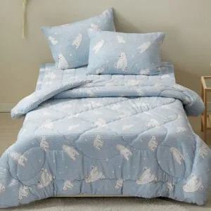 [텐바이텐]화이트베어 귀여운 포근한 극세사 이불패드세트 SS 블루