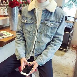 청데님 남자 양털 안감 캐주얼 코디 따뜻한 보온 자켓스타일리시룩 빈티지패션 세련된 시크한 피들이가장주