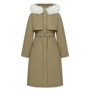 [케네스레이디](대구신세계)후드 퍼 야상 벨티드 롱다운 EGDHOK9900