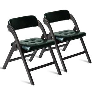 알레이싱 나무 접이식 의자 2종 세트, 패딩 시트가 있는 접이식 의자, 31인치 스태커블 접이식 식탁 의자, 연회실용 접이식 여분 의자, 침실, 파티 의자, 블랙그린
