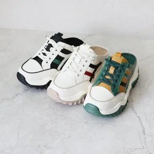 [원더슈즈] 천연소가죽 가제츠 컴포트 쿠션 스니커즈 블로퍼&뮬 6CM P-S913