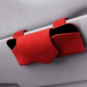 선바이저 클립 레드 차량 스웨이드 자석 안경 선글라스클립 고정