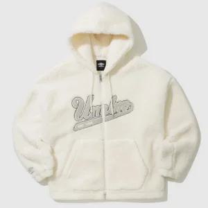 엄브로 오버핏 로고 쉐르파 플리스 후드 자켓 크림 UO423CFJO2