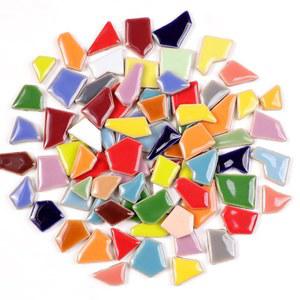 공예 미술용 꽃잎 세라믹 모자이크 타일 454g, 물방울 꽃 타일 불규칙 세라믹 타일 벌크, DIY 모자이크 공예 용품용 0.4인치 정사각형 유리 도자기(작은 불규칙)