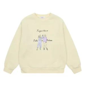 에꼴리에 여아 기모 소녀 일러스트 맨투맨 티셔츠 21D1461_BE