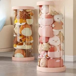 투명 인형정리함 장난감 정리 수납함 보관함 원통 플라스틱 옷 폴딩박스 다용도