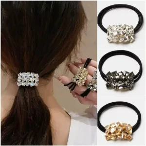 여성 고급 큐빅 머리끈 짱짱한 예쁜 고무줄 방울 3컬러1세트 