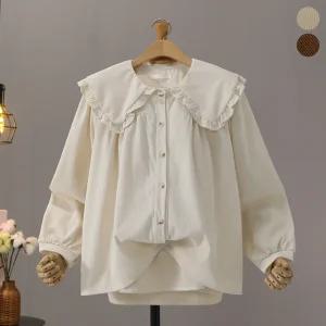 [모노시크] 그레프 코듀로이 러플 카라 블라우스_MNBS624