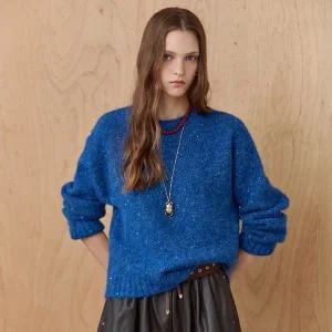 [마쟈]스팽글 글리터 믹스 헤어리 니트 풀오버