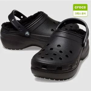 207938-001 클래식 플랫폼 라인드 클로그 통굽털슬리퍼