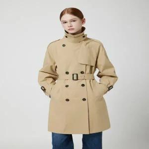[CC콜렉트] C253MSI001_벨티드 하프 더블 트렌치 코트