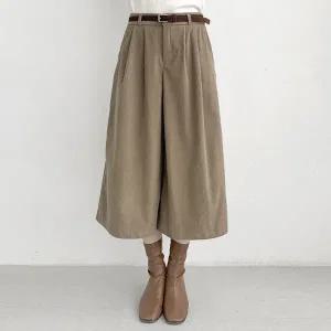 여성 벨트 세트 7부 8부 골덴 밴딩 통 바지 코듀로이 팬츠 -WPN0646- 가을 겨울