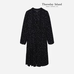 [Thursday Island] 벨벳 믹스 셔링 원피스(T238MOP240W)