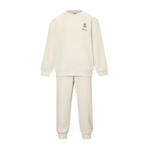 휠라 키즈 플리스 상하의 세트 - 오트밀