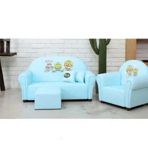뽀로로 2인용 유아쇼파 파스텔 블루 프리미엄 PU 소파 국내생산