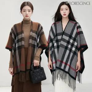 [플로레센스]아뜨랑스체크망토머플러코트2종