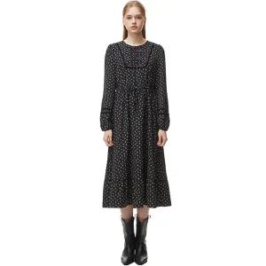 벨벳테이프 배색 롱 원피스 PP4WO061