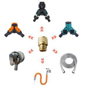 [2개구성] 만능 수도부속 매립형 커플링 호환 황동 수도어댑터 원터치커넥터 호스 연결 수도꼭지 배관