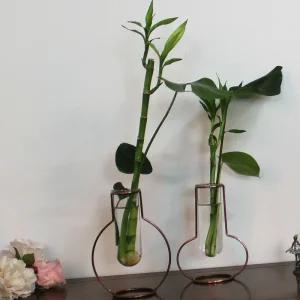 납작호리병 황동수공예 시험관 수경장식 유리 꽃화병금속품 메탈 인테리어품 소품 콘솔품 신혼부부선물 꽃