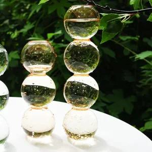 버블 유리 화병 - 브라운 L디퓨저 오브제 인테리어 소형 소형꽃 조화 한송이 꽃병 미니 미니꽃 퓨져