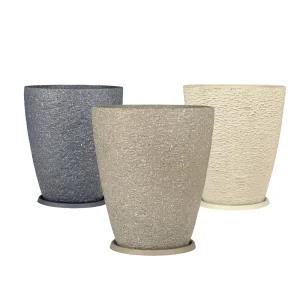 피클레온 스톤 스타일 원형 화분 (중) 22x25cm꽃집 분배 인테리어 정원 원예 베란다 디자인 심플한 무지 플