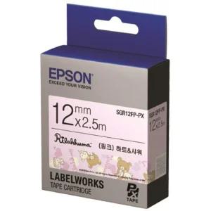 EPSON)라벨프린터리본 리락쿠마(SGR12FP)분홍 흑문자 엡손 용품 용리본 라벨지 프린터지 테이프