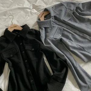 핫핑 [니트셔츠/슬림핏] 로우디 슬림핏 카라 와플지 니트셔츠