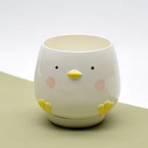 모던 도기 애니멀 동물 화분 덕덕이 오리 12x13cm도자기작은 잔디 키우는 미니 작은 키우기