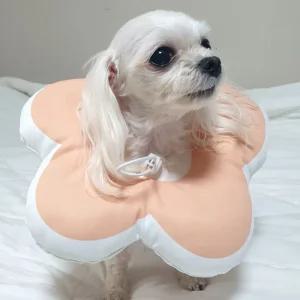 꽃피는 강아지 고양이 쿠션 넥카라 핑크 M 목 깔대기수술용품 수술용 애견 견커버 깔때기 카라