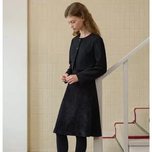 [올리브데올리브]울자켓 레이어드 플레어 벨벳 원피스 OW5WOA270_s