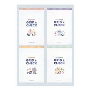 그리드 체크 3mm 72매 패드 노트 공책 혼합 4개 학생패드노트 학생노트 초등학생노트