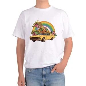 기능성반팔티 클래식카 드라이브 무지개