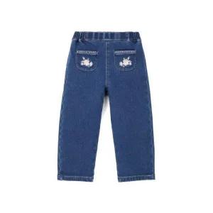 P2542Q251_키즈 여아 자수 통일자 기모 청바지