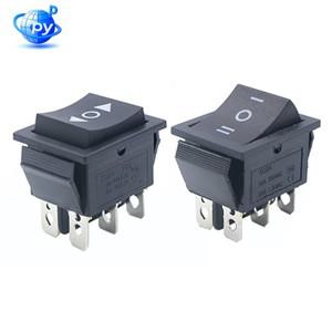 KCD4 로커 스위치, 3 위치 ON-OFF-ON 전원 6 핀, 16A/250V, 20A/125VAC, 검은색 리셋 화살표 보트