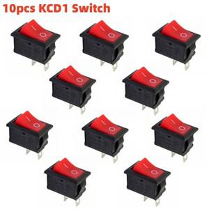 10pcs KCD1 2 핀 레드 로커 스위치 SPST 250V 6A 10A 자동 가전 제품에 대 한 보트 모양의 DIY