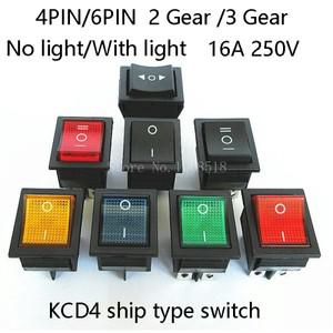 KCD4 로커 스위치 전원 리셋 버튼 4 PIN/6PIN 2 기어/3 기어 라이트 16A250V 선박 유형