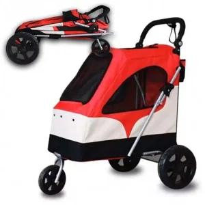 튼튼한바퀴유모차 강아지 낮은 유모차 레드 1P 튼튼한 바퀴 접이식 외출 병원유모차