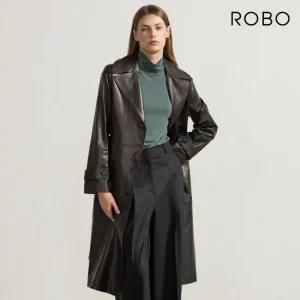 [최초가 799 000] 로보 이태리 돌체원피 램스킨 싱글 트렌치코트