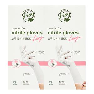 프로그 손목긴 니트릴장갑 중형 50매입 x 2개