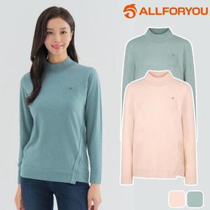 올포유 여성니트 티셔츠 목폴라 반넥 가슴포켓 겨울