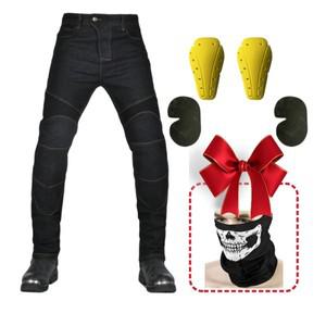 오토바이바지 클래식 오토바이 라이딩 청바지 블랙 블루 무릎 및 엉덩이 패드 모토크로스 레이싱 바지 오토