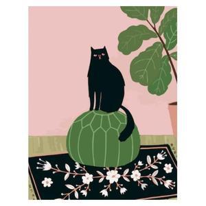 OH-M 명트렌화 유화그리기 A-282 검은고양이 40x50