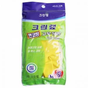 크린랩 면코팅 고무장갑 중 400 설거지 노란고무장갑 음식점 업소용
