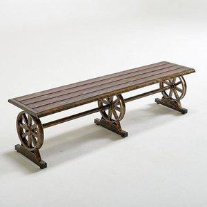 [JHOP755U_52AI]원목 수레바퀴 등무 야외벤치의자B 3인