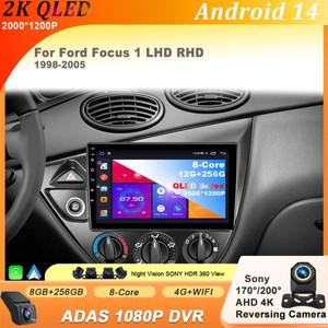 포드 포커스 1 LHD RHD 1998 - 2005 Carplay 안드로이드 14 자동차 라디오 멀티미디어 8 코어 QLED 스크린